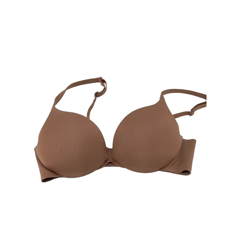 SKIMS Ultimate Push Up Plunge Bra BR-UWR-1881 32C Jasper Brown Underwire
